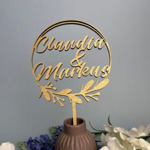 Caketopper rund mit Blättern