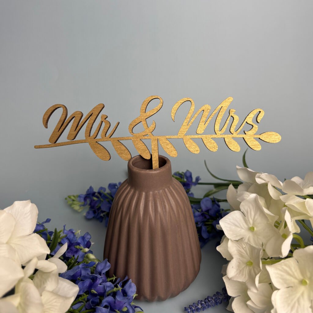 Caketopper Mr&Mrs Waagrecht