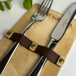 Besteckhalter Holz & Leder