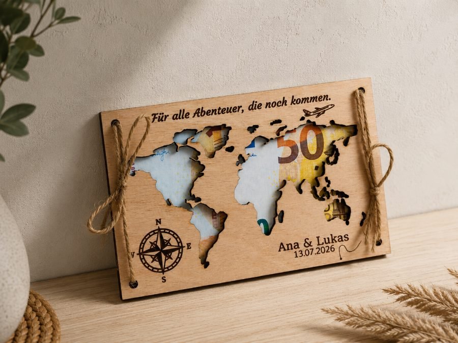 Geldgeschenk Weltkarte Personalisierbar